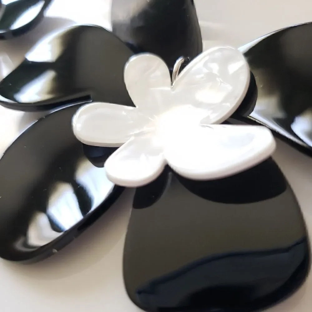 Zara Black & White Acetate Earrings